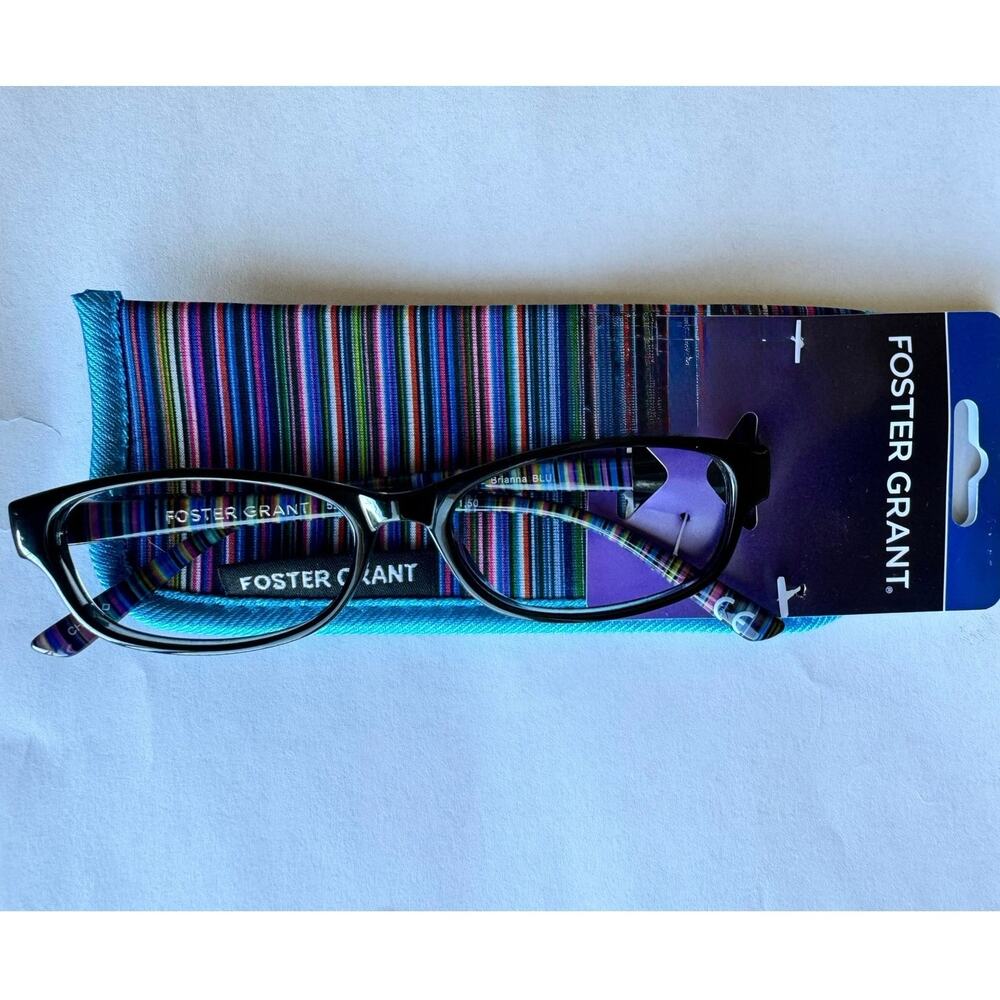 Foster Grant Brianna BLU Multicolor Stripe Frame Eyeglasses Womens
